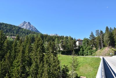 Scenic view of landscape against clear blue sky