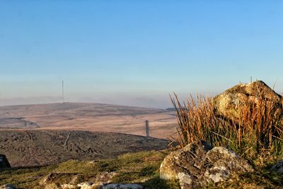 Scenic view of landscape against clear sky