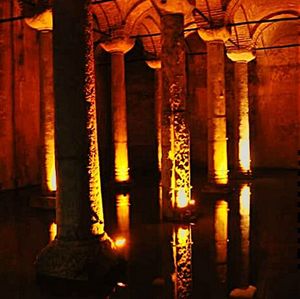 Architectural columns in colonnade