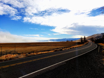 Scenic view of empty road against sky