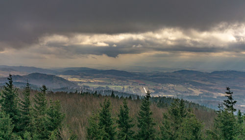 Panoramic view of landscape against sky during sunset
