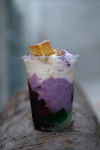 Close-up of drink in glass on table