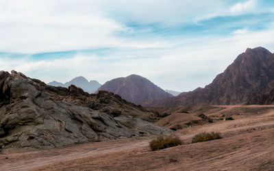 Scenic view of arid landscape against sky