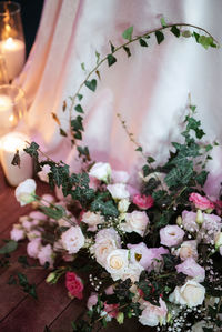 Close-up of christmas decorations on table