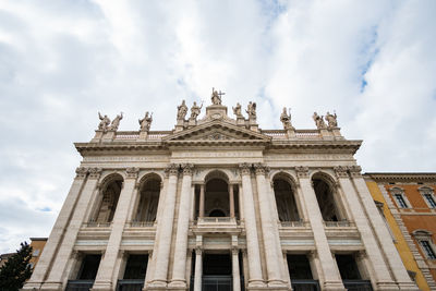 Low angle view of historic building against sky