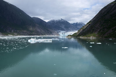 Panoramic view of a glacier in alaska