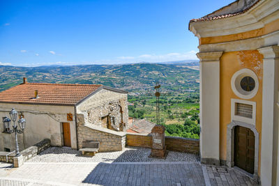 The facade of a church in torrecuso, old town in benevento province, italy.