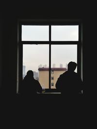Silhouette of built structure at night