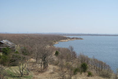 Scenic view of sea against clear sky