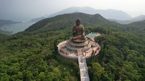 High angle view of temple big buddha