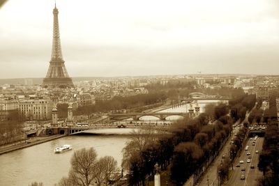 High angle view of eiffel tower