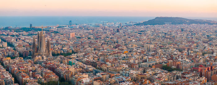 High angle view of townscape against sky