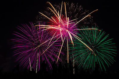 Firework display at night
