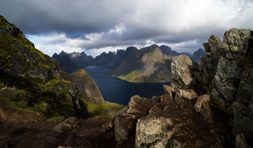 Scenic view of mountains against sky