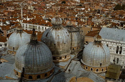 High angle view of buildings in city