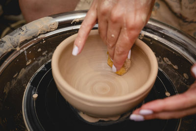 Midsection of person preparing food