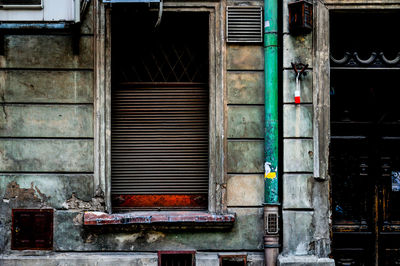 Closed door of old building