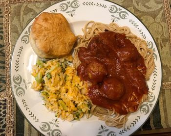 Close-up of food in plate on table