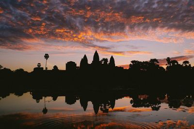 Silhouette of temple during sunset