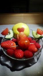 Close-up of strawberries on table