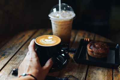 Close-up of coffee cup on table