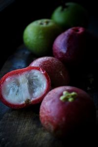 Close-up of apples on table