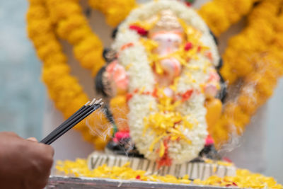 Close-up of person preparing food