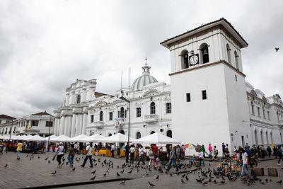 Clock tower and caldas square at popayan city center in colombia