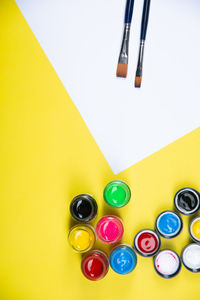 High angle view of multi colored pencils on table