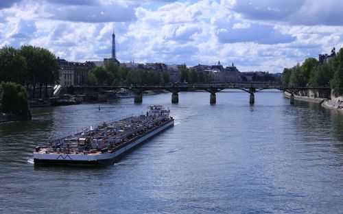 Photo taken from a bridge in paris. 
