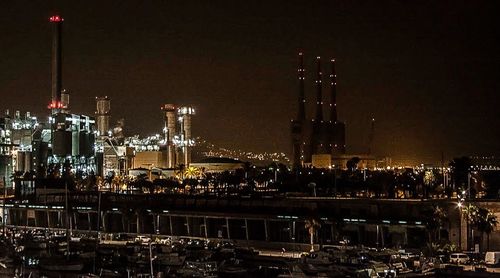Illuminated city at night