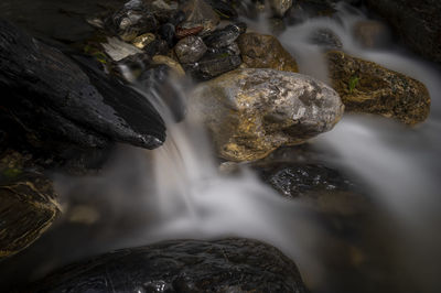 Water flowing through rocks