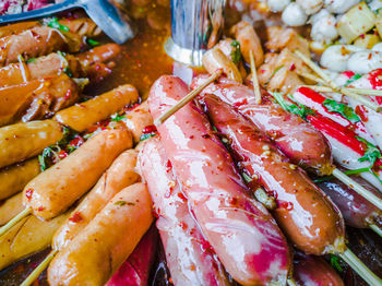 High angle view of seafood in market