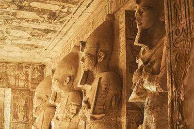 Sculptures from the great temple of ramesses ii in abu simbel. osiris pillars in the hypostyle hall