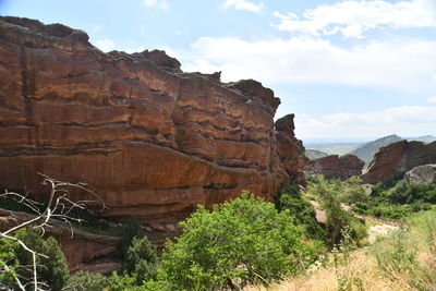 Scenic view of rock formations against sky