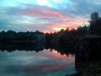 Reflection of clouds in lake during sunset