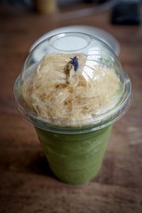 Close-up of drink in glass on table