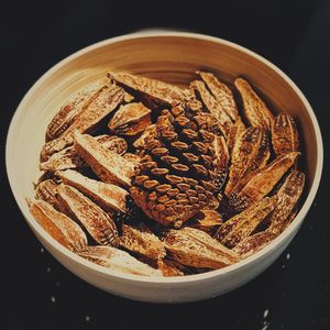 High angle view of bread in plate