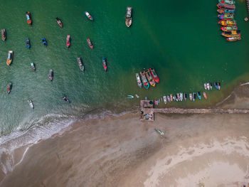 High angle view of people on beach