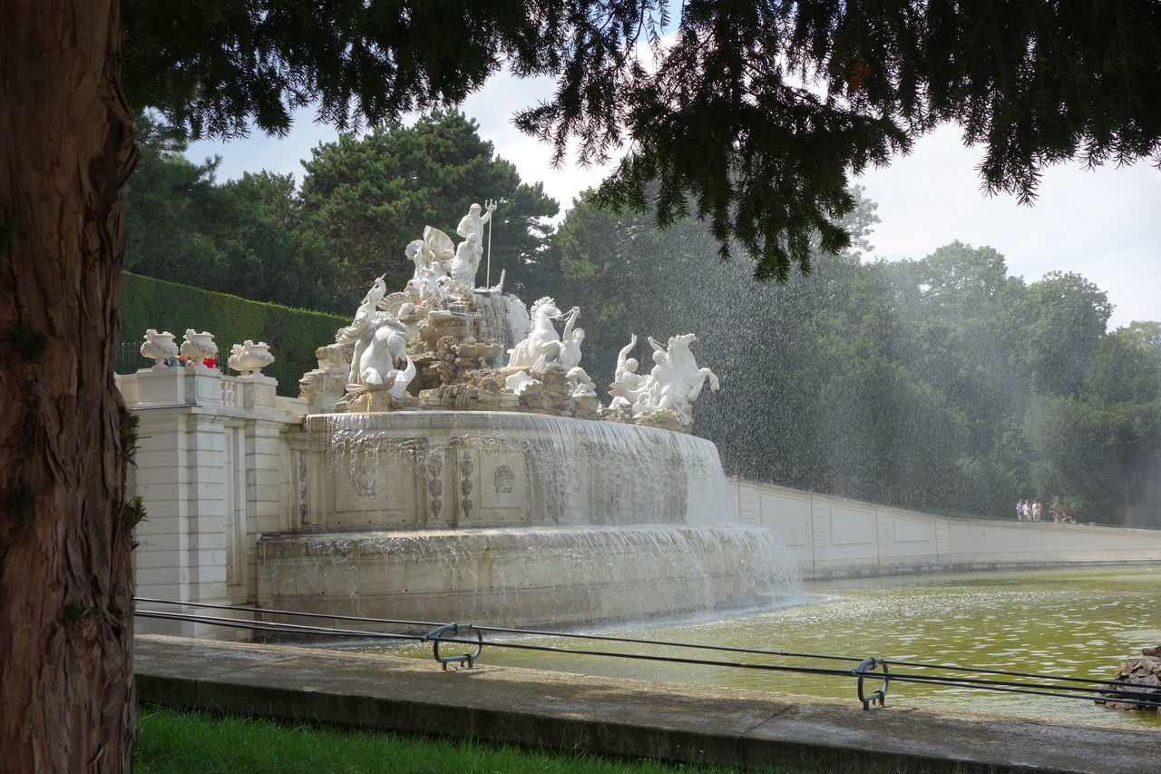 FOUNTAIN IN PARK AGAINST TREES