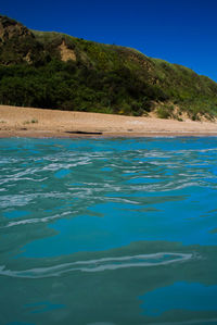 Scenic view of sea against blue sky