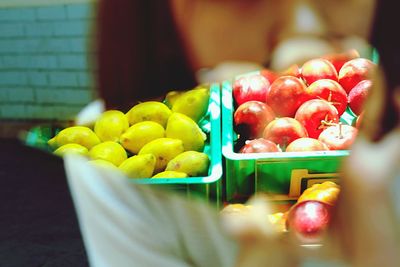 Close-up of fruits for sale at market stall