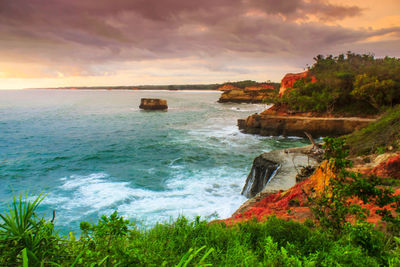 Scenic view of sea against sky during sunset