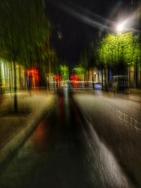 Blurred motion of train at night