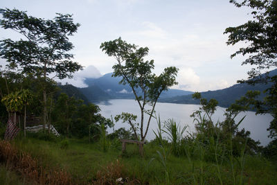 Scenic view of lake against sky