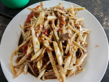 High angle view of meal served in plate