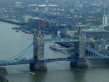 High angle view of tower bridge over thames river