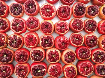 Full frame shot of cut pomegranates