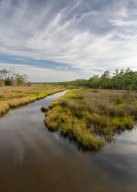 Scenic view of lake against sky