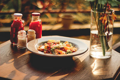 Close-up of food on table